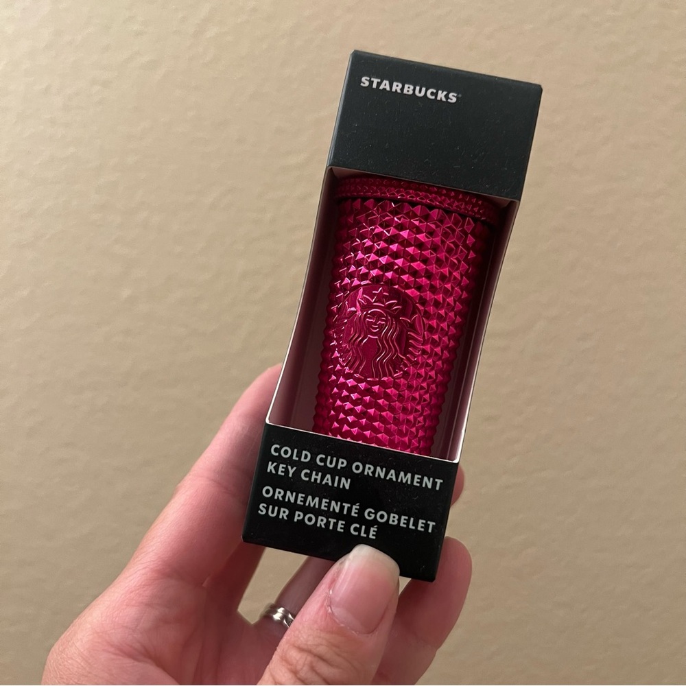 Starbucks Studded Keychain pink chrome